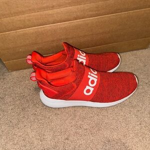 Adidas Red and White Slip-On Sneakers